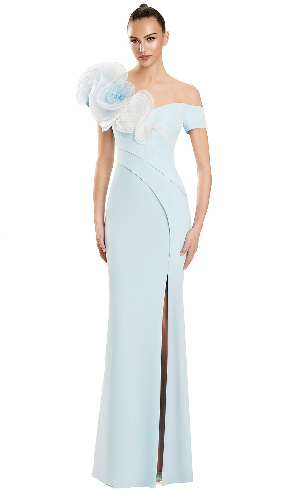 Alexander by Daymor 3122F25 - Ruffled Sleeve Off Shoulder Gown