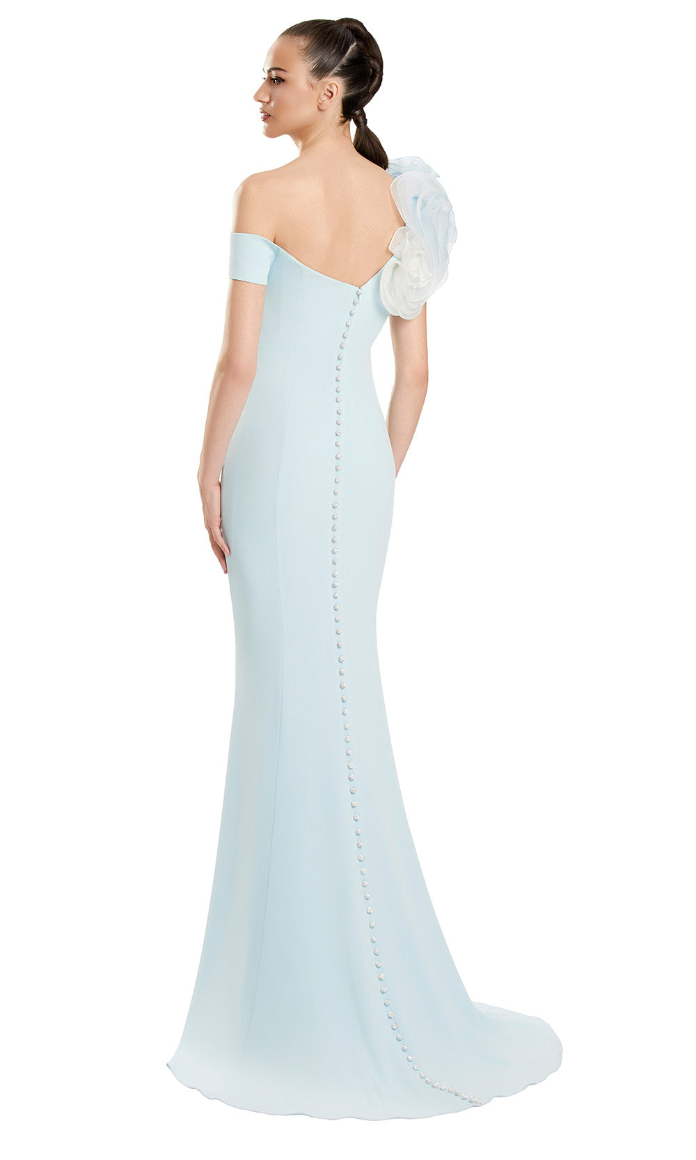 Alexander by Daymor 3122F25 - Ruffled Sleeve Off Shoulder Gown