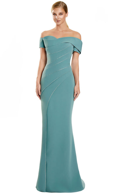 Alexander by Daymor 3123F25 - Beaded Trim Off Shoulder Long Gown