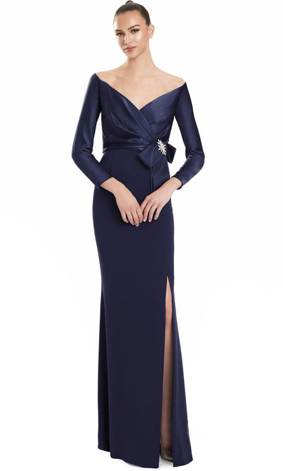 Alexander by Daymor 3133F25 - Long Sleeve Surplice Bodice Evening Gown
