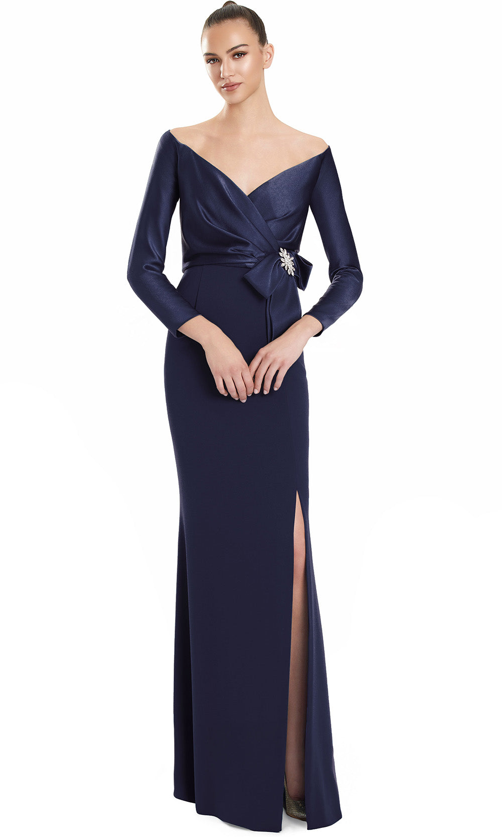 Alexander by Daymor 3133F25 - Off Shoulder Long Sleeve Fitted Gown Formal Gowns