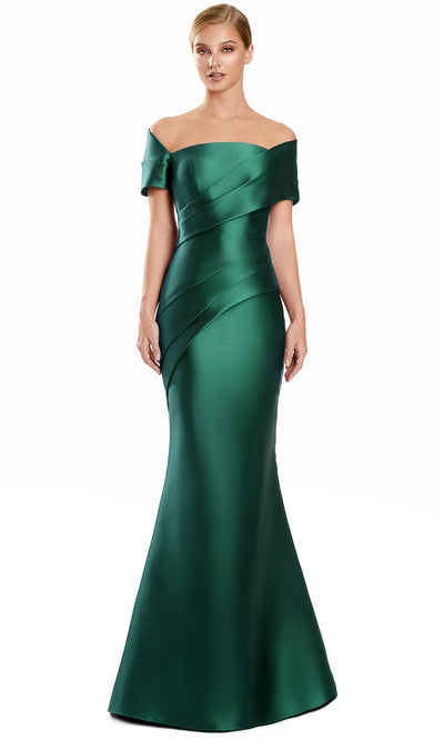 Alexander by Daymor 3134F25 - Pleated Bodice Off Shoulder Gown