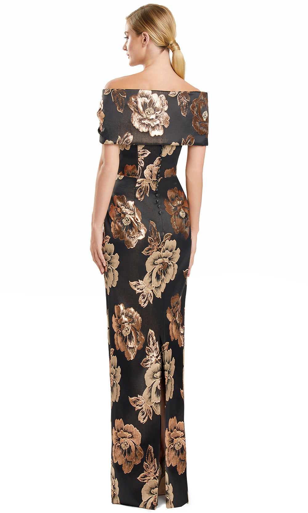 Alexander by Daymor 3135F25 - Column Skirt Floral Evening Gown with Slit Evening Dresses