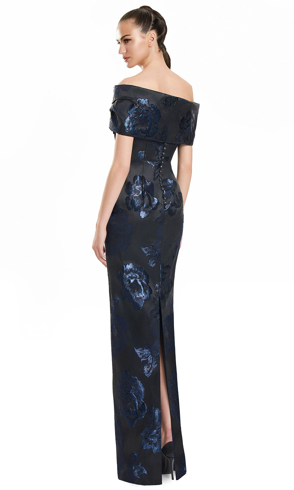 Alexander by Daymor 3135F25 - Column Skirt Floral Evening Gown with Slit Evening Dresses