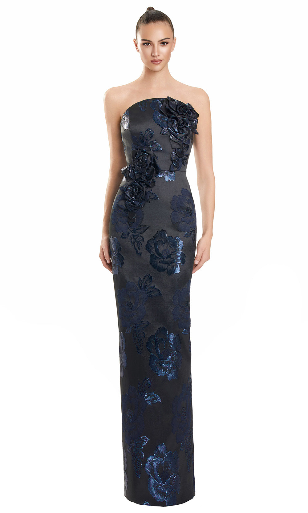 Alexander by Daymor 3135F25 - Column Skirt Floral Evening Gown with Slit Evening Dresses