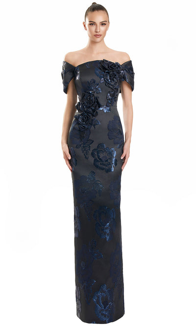 Alexander by Daymor 3135F25 - Column Skirt Floral Evening Gown with Slit Evening Dresses