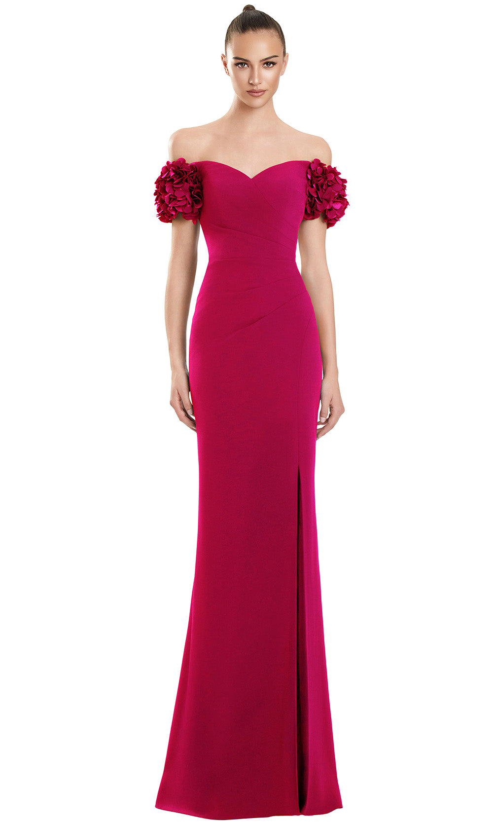 Alexander by Daymor 3136F25 - Floral Sleeve High Slit Evening Gown Bridesmaid Dresses