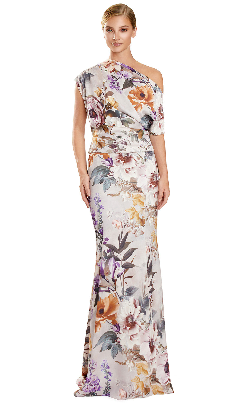 Alexander by Daymor 3140F25 - Floral Draped Bodice Evening Gown Formal Gowns