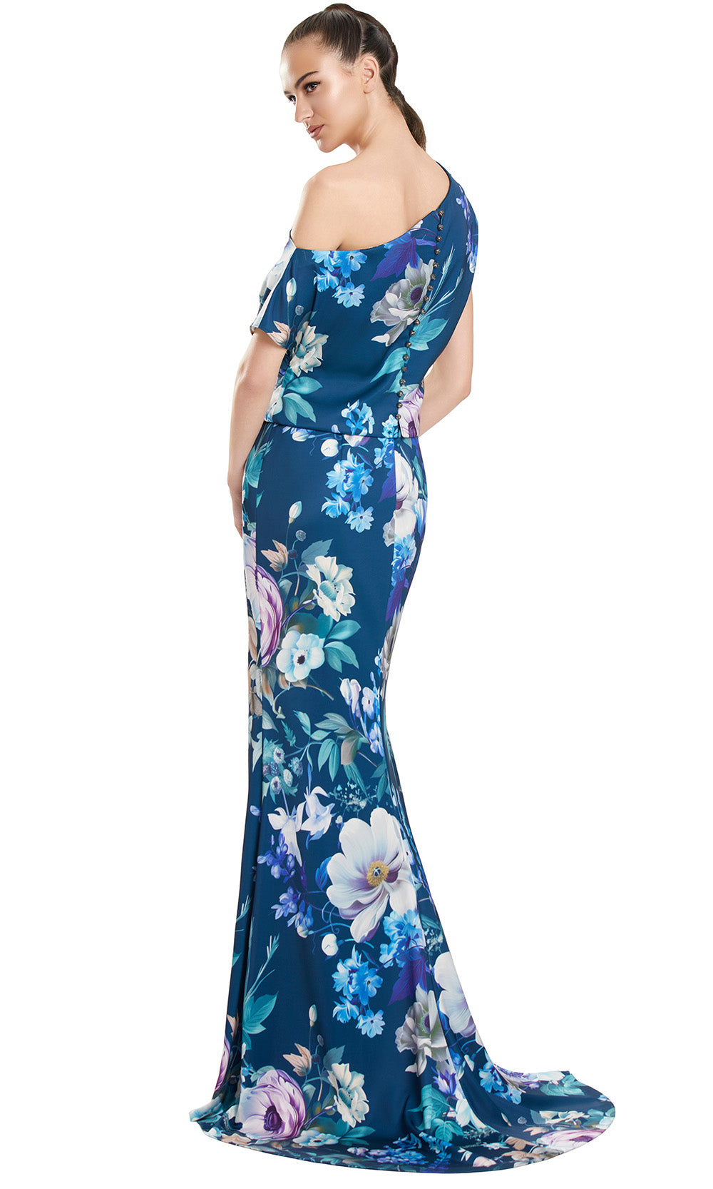 Alexander by Daymor 3140F25 - Floral Draped Bodice Evening Gown Formal Gowns