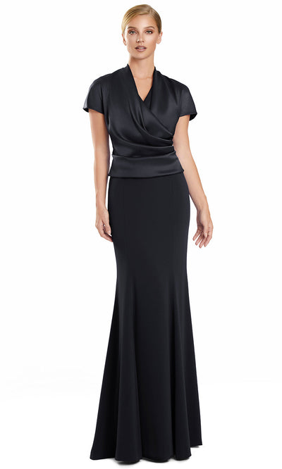 Alexander by Daymor 3141F25 - Short Sleeve Draped Evening Gown