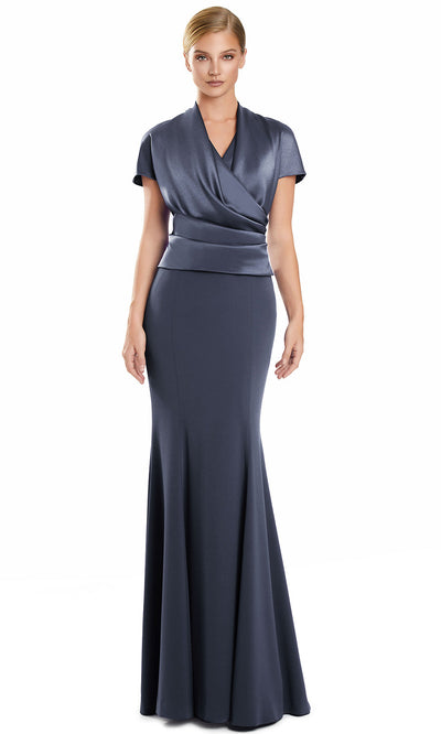 Alexander by Daymor 3141F25 - Short Sleeve Draped Evening Gown