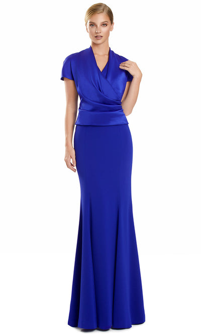 Alexander by Daymor 3141F25 - Short Sleeve Draped Evening Gown