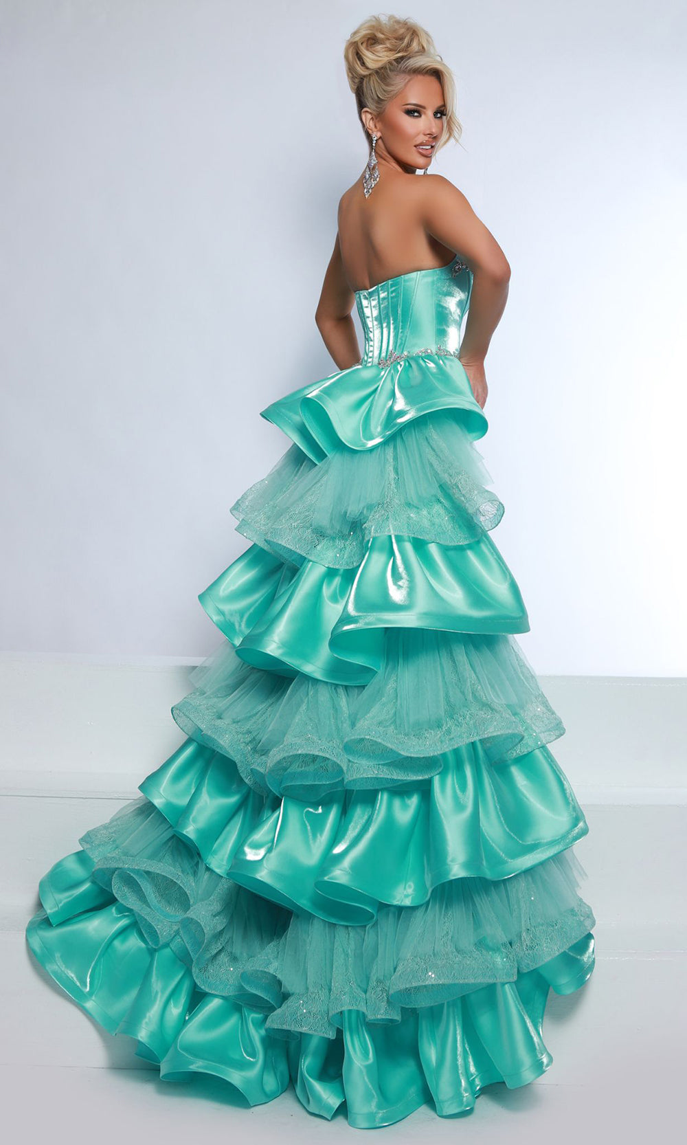 Johnathan Kayne 3142 - Beaded Applique Corset Gown with Overskirt Prom Dresses