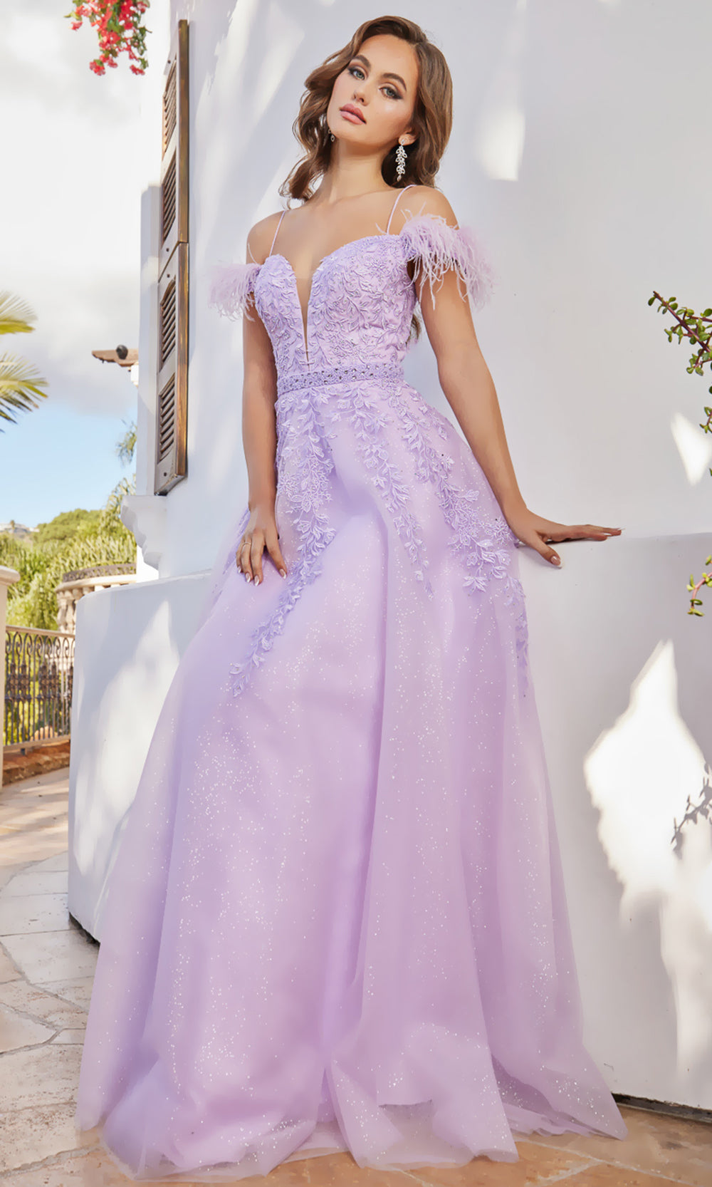 Adora Design 3143 - Plunging Sweetheart Cold Shoulder Prom Dress Evening Dresses in Purple  
