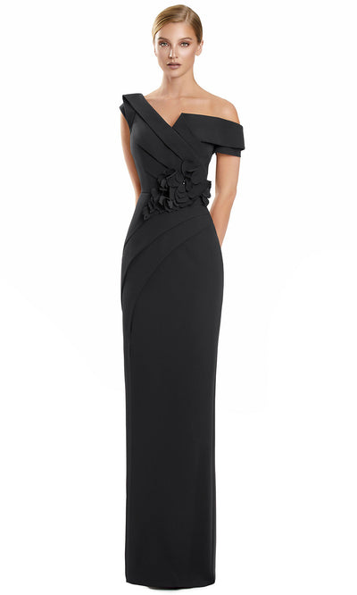 Alexander by Daymor 3145F25 - Asymmetrical Floral Waist Evening Gown