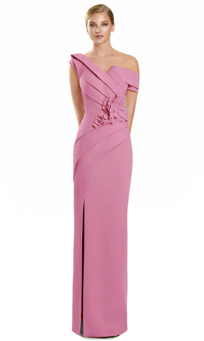 Alexander by Daymor 3145F25 - Asymmetrical Floral Waist Evening Gown