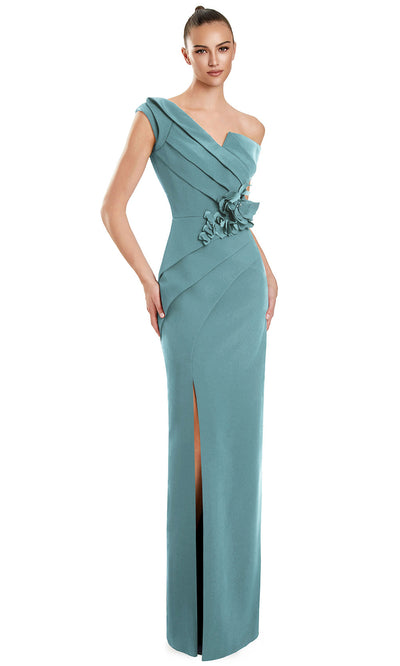 Alexander by Daymor 3145F25 - Pleated Bodice Column Gown with Slit Prom Dresses