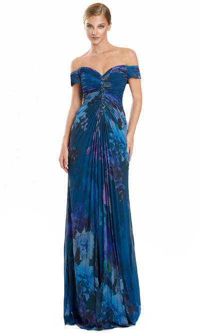 Alexander by Daymor 3146F25 - Floral Print A-Line Gown with Slit Multi-Color