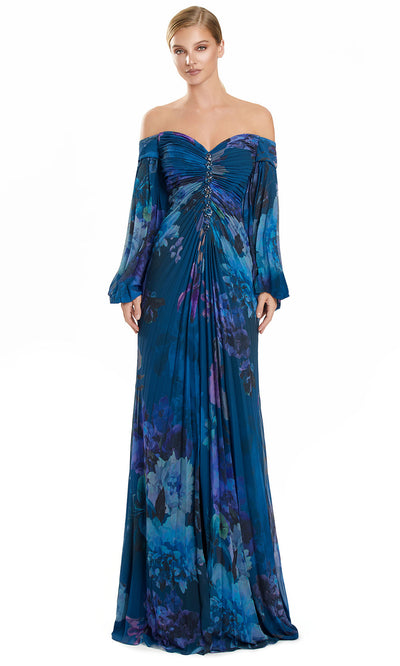 Alexander by Daymor 3146F25 - Floral Print A-Line Gown with Slit Multi-Color