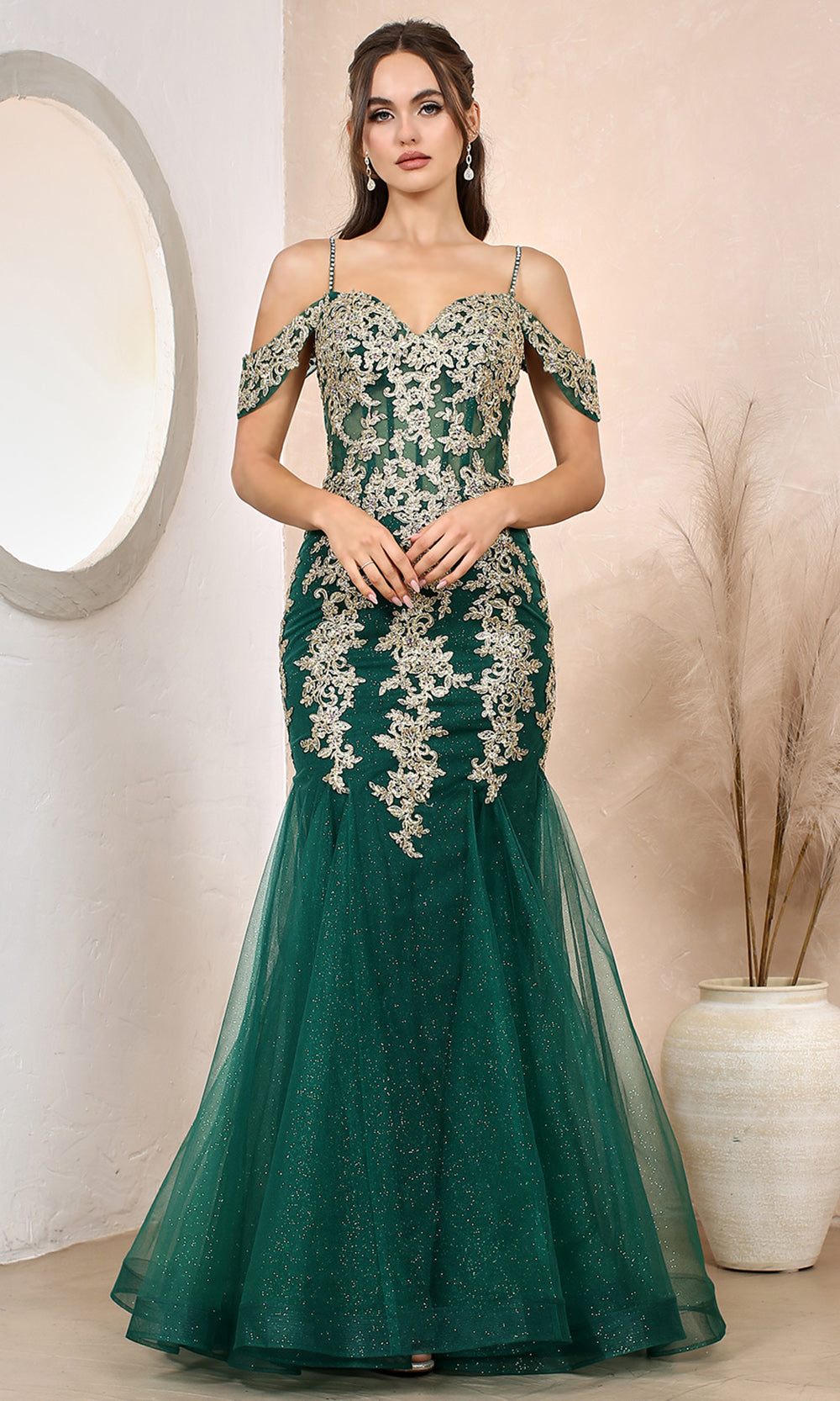 Adora Design 3156 - Cold Shoulder Sweetheart Applique Dress Evening Dresses in Green  