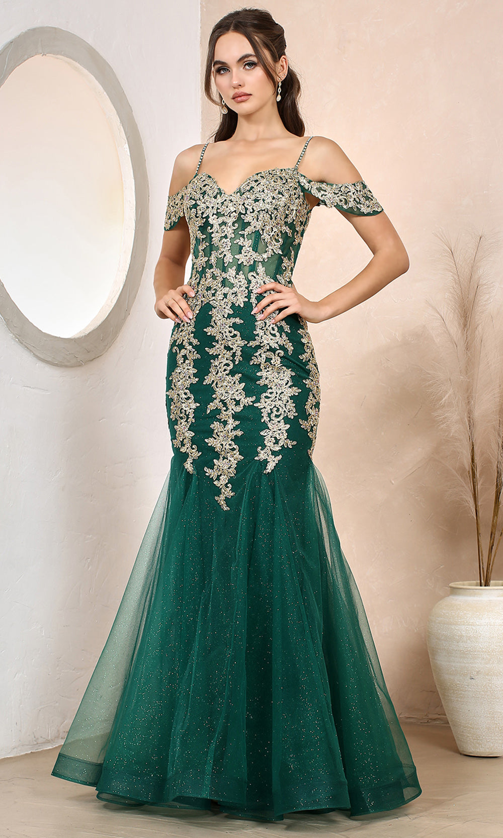 Adora Design 3156 - Cold Shoulder Sweetheart Applique Dress Evening Dresses in Green  