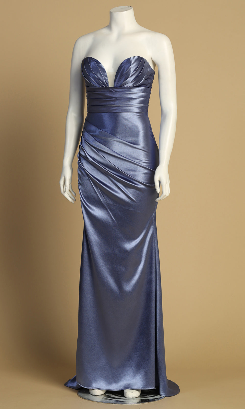 Adora Design 3177 - Open Back Strapless Ruched Long Dress Prom Dresses in Blue  