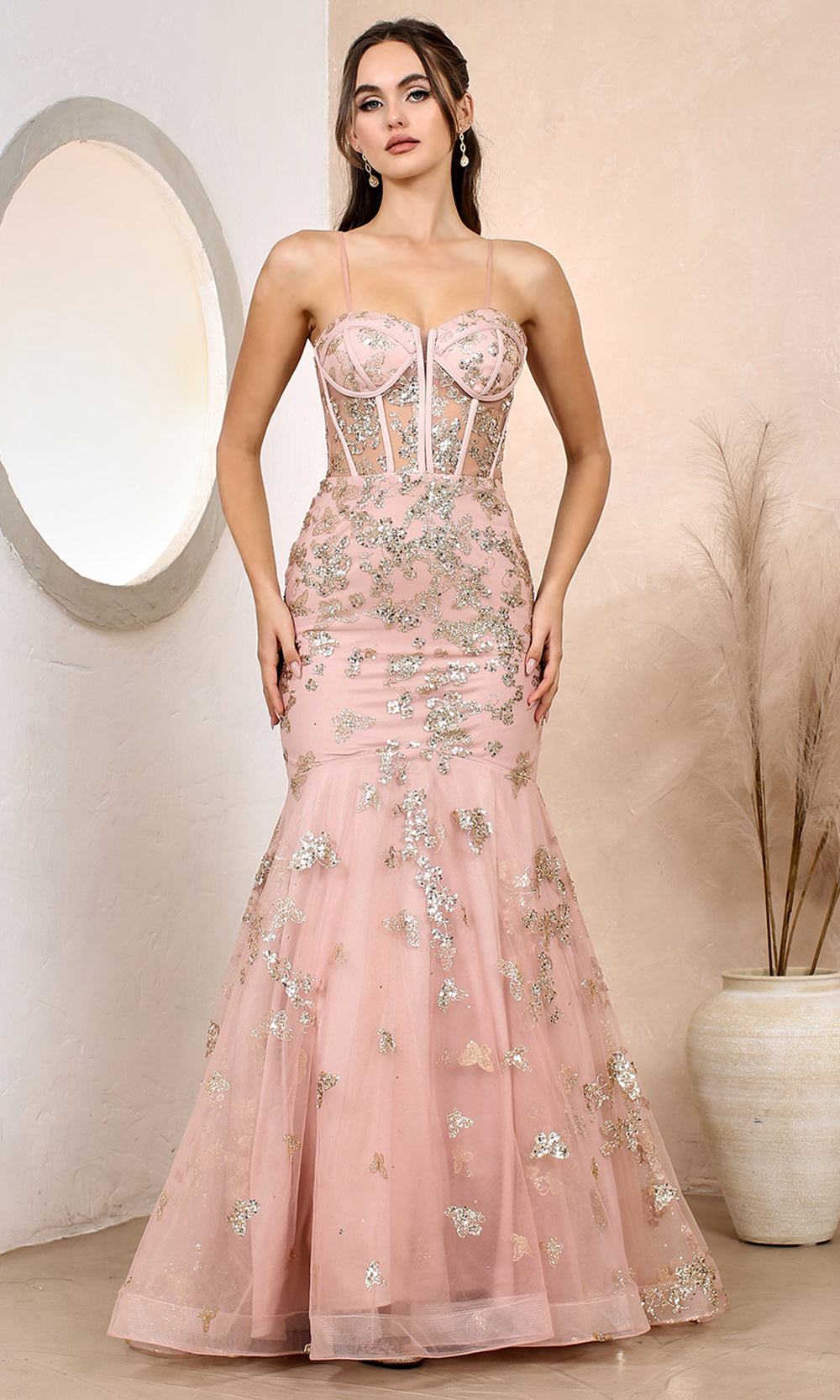 Adora Design 3179 - Sweetheart Corset Bodice Flared Dress Prom Dresses in Pink  
