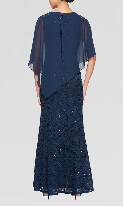 S.L. Fashions 9113121 - Beaded Shoulder Lace Formal Gown Formal Gowns