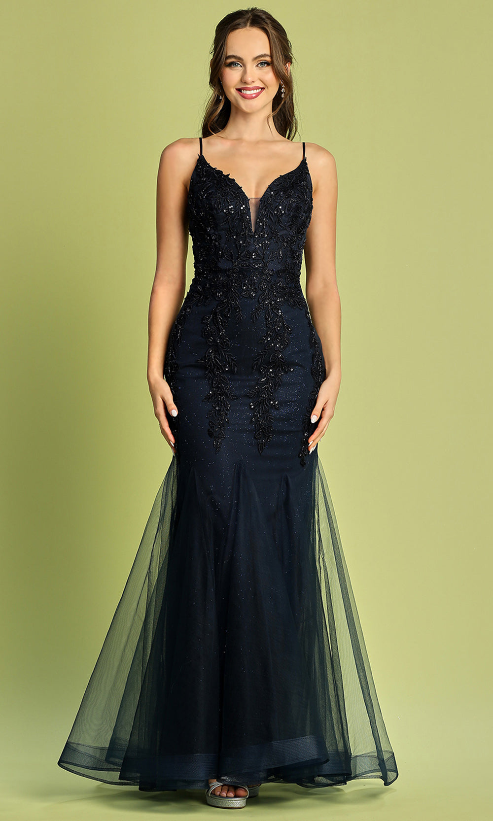 Adora Design 3183 - Sleeveless V-Back Prom Dress with Embroidery Prom Dresses in Blue  