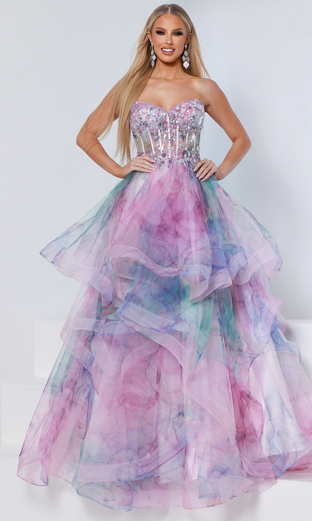 Johnathan Kayne 3201 - Layered Mesh Sparkling Corset Gown Prom Dresses