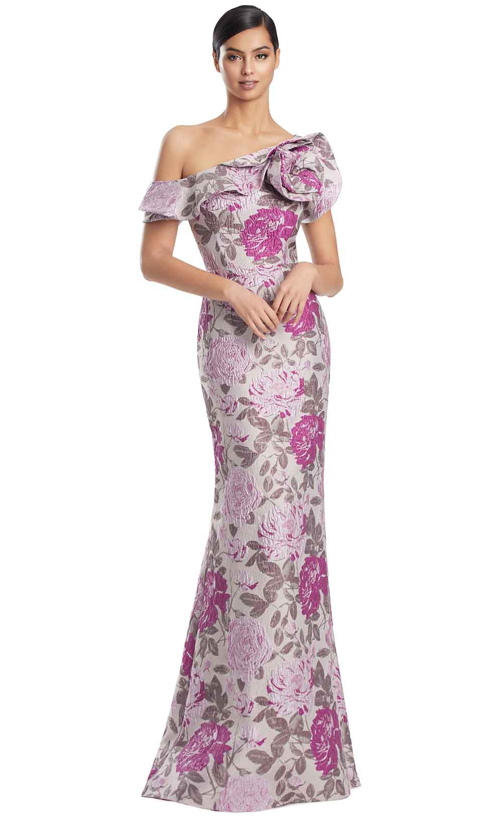 Alexander by Daymor 3205S26 - Sculpted Jacquard Evening Dress Mother of the Bride Dresses in Dahlia Multi