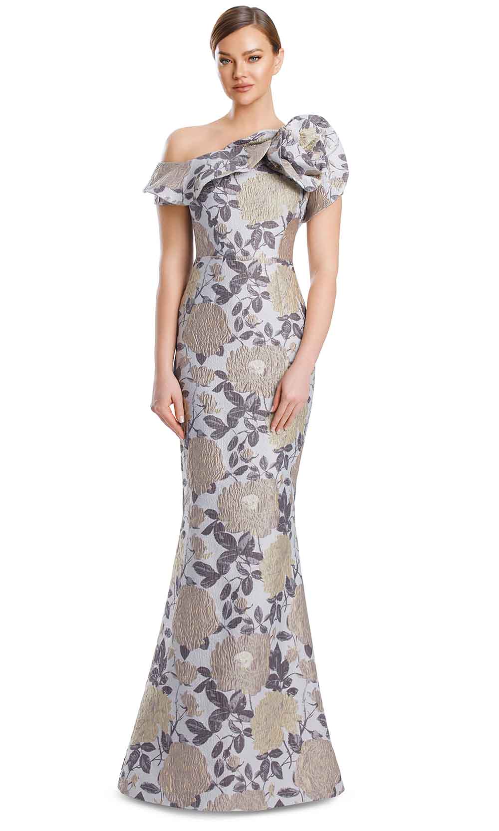 Alexander by Daymor 3205S26 - Sculpted Jacquard Evening Dress Mother of the Bride Dresses in Taupe Multi