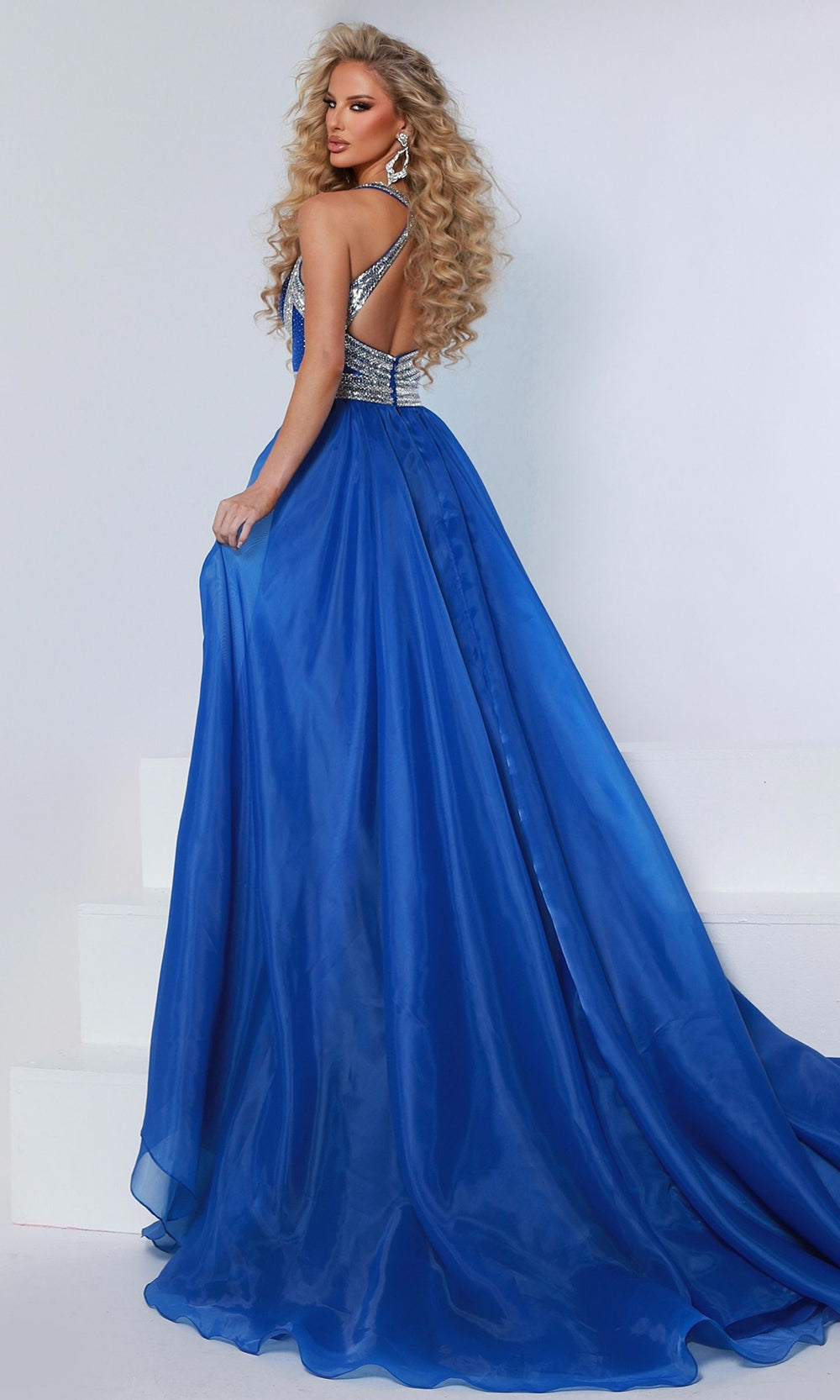 Johnathan Kayne 3206 - Halter Fitted Evening Gown with Overskirt Prom Dresses