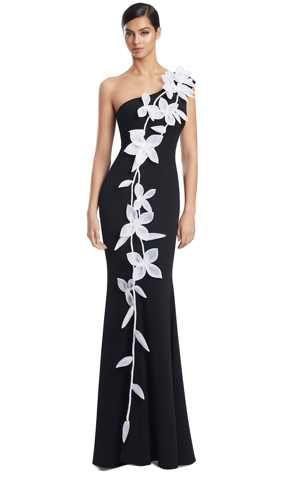 Alexander by Daymor 3208S26 - Asymmetrical Floral Evening Dress Mother of the Bride Dresses in Black White