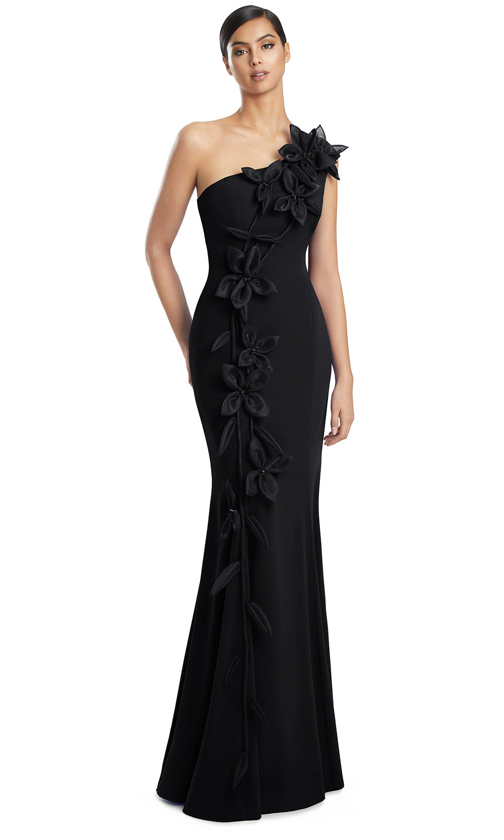 Alexander by Daymor 3208S26 - Asymmetrical Floral Evening Dress Mother of the Bride Dresses in Black
