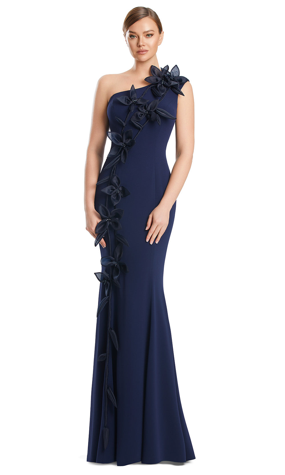 Alexander by Daymor 3208S26 - Asymmetrical Floral Evening Dress Mother of the Bride Dresses in Midnight