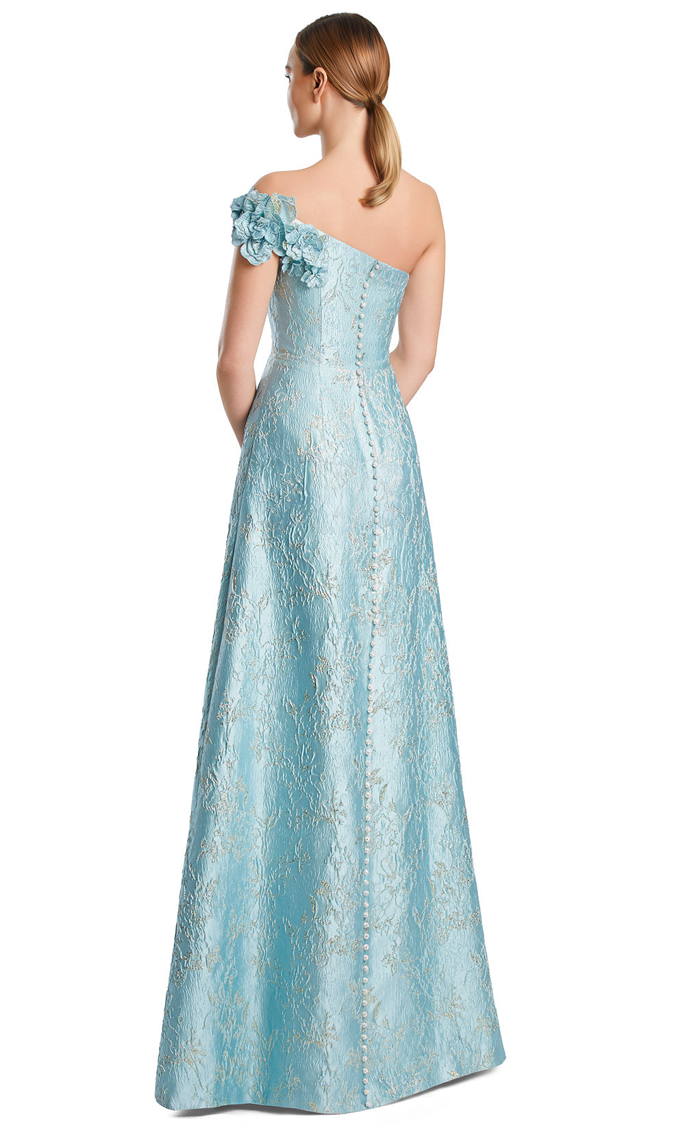Alexander by Daymor 3210S26 - Textured One Shoulder Evening Dress Mother of the Bride Dresses in Crystal Gold
