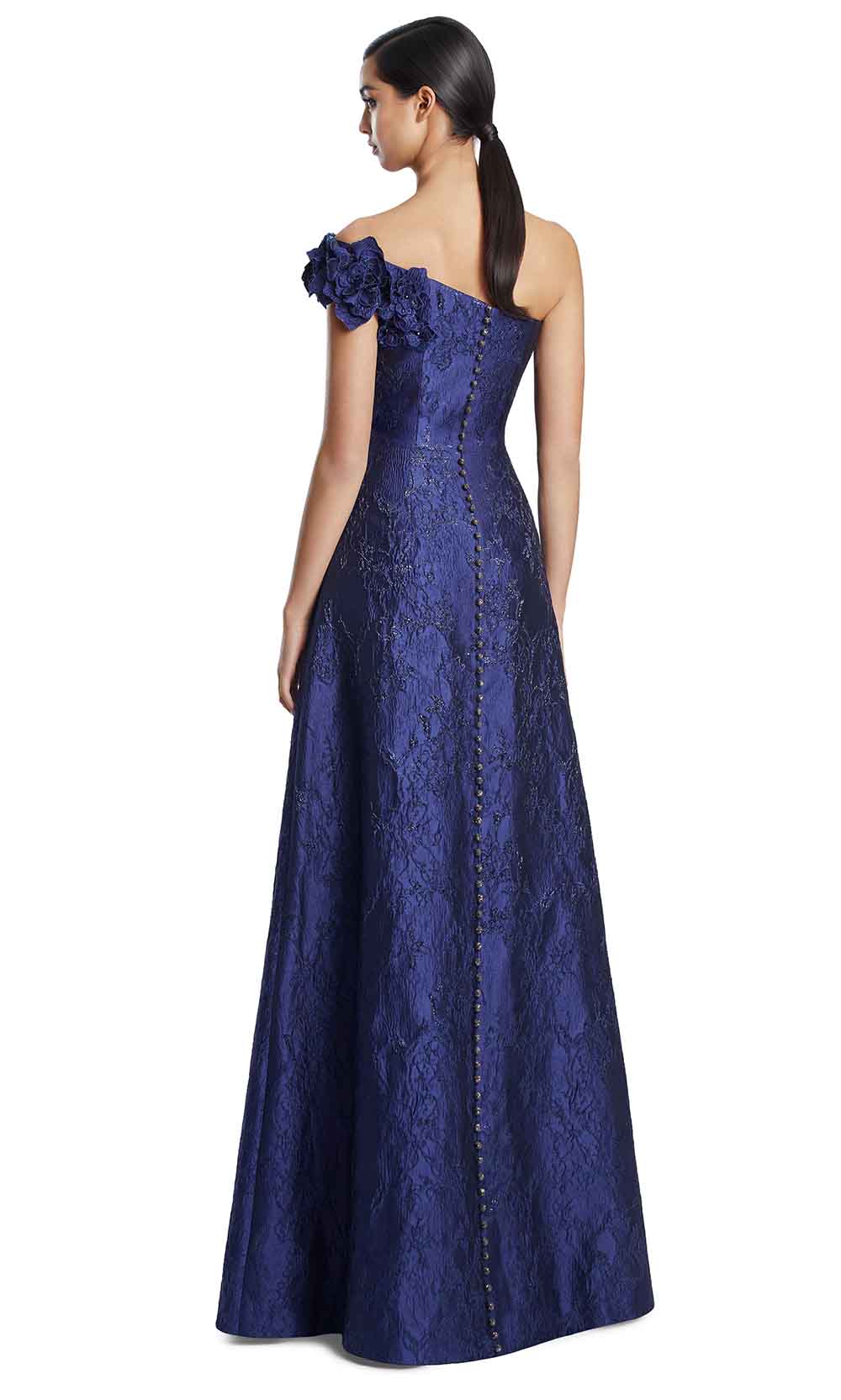 Alexander by Daymor 3210S26 - Textured One Shoulder Evening Dress Mother of the Bride Dresses in Navy Midnite