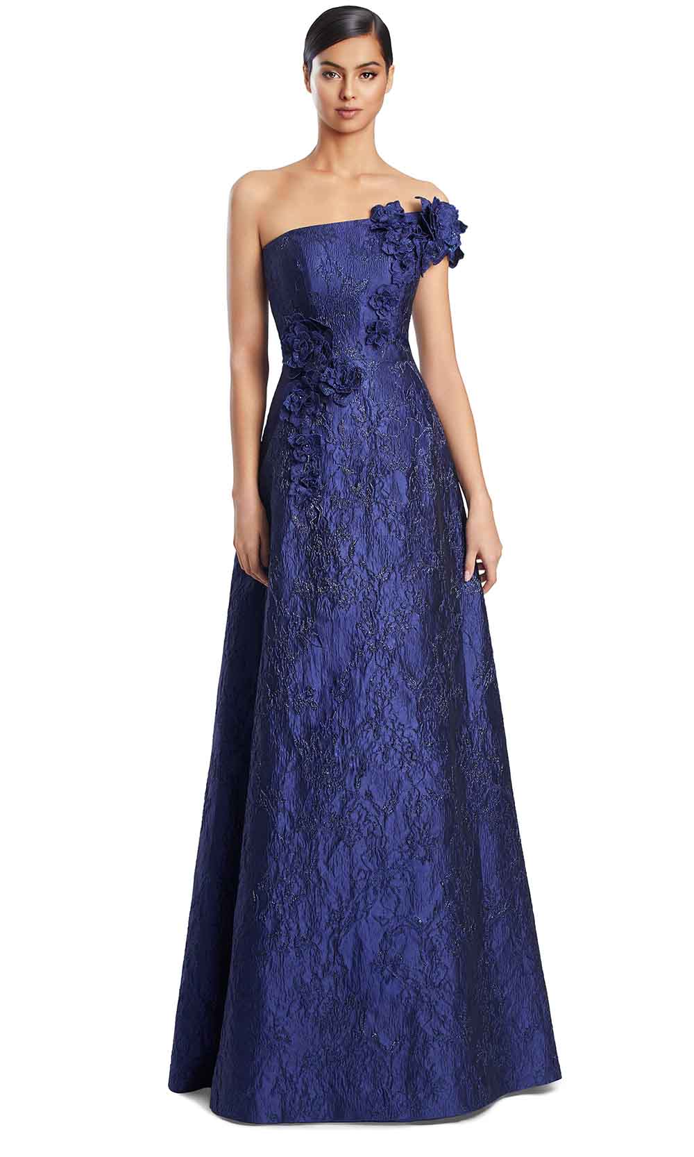 Alexander by Daymor 3210S26 - Textured One Shoulder Evening Dress Mother of the Bride Dresses in Navy Midnite
