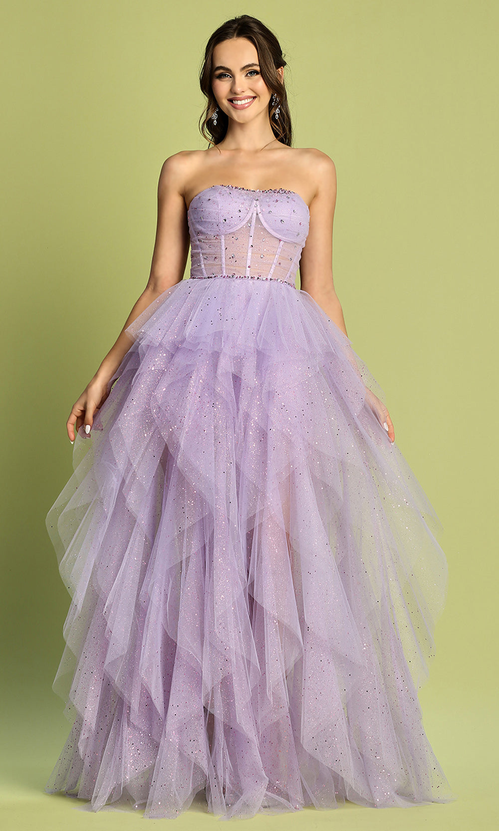 Adora Design 3210 - Semi-Sweetheart Ruffle A-Line Long Dress Prom Dresses in Purple  
