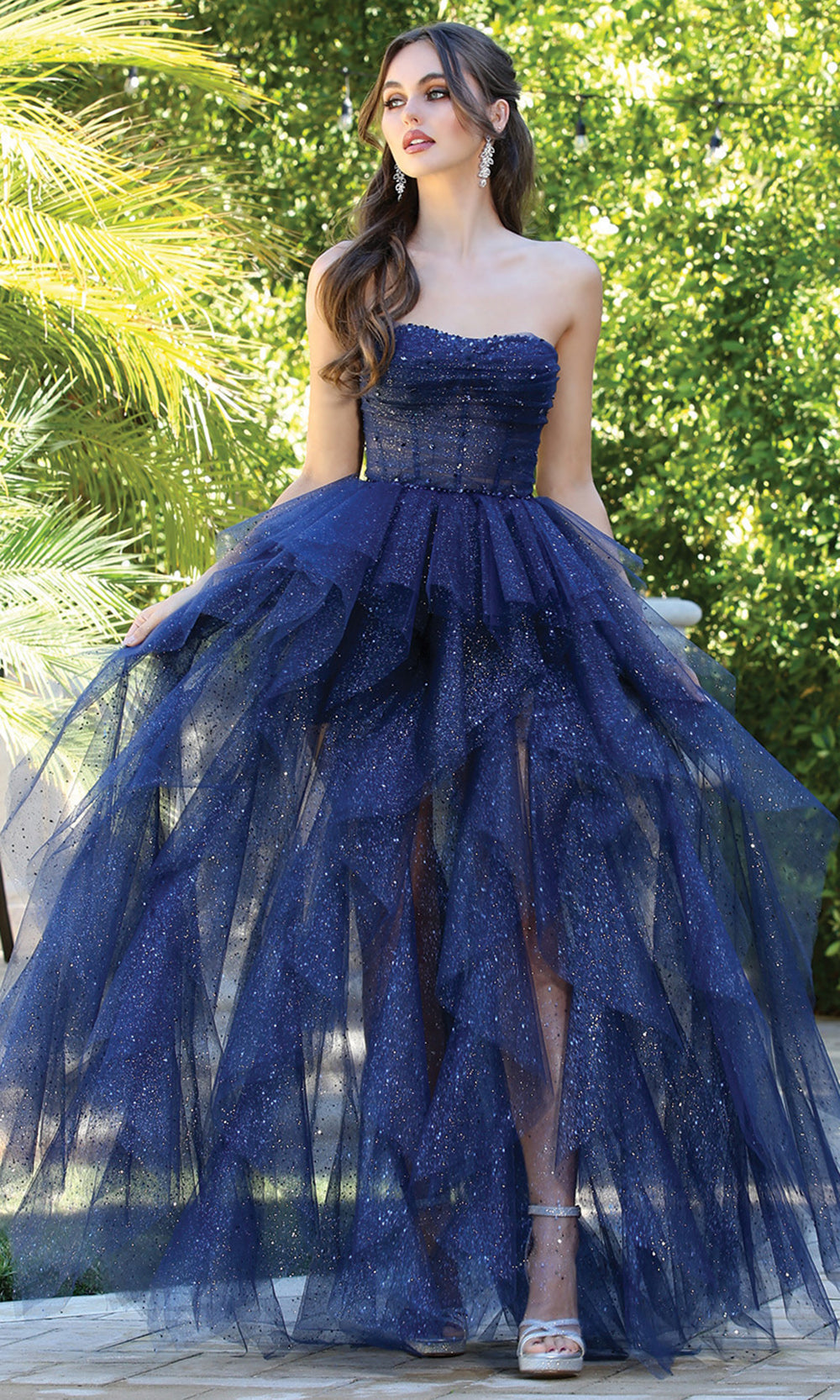 Adora Design 3210 - Semi-Sweetheart Ruffle A-Line Long Dress Prom Dresses in Blue  