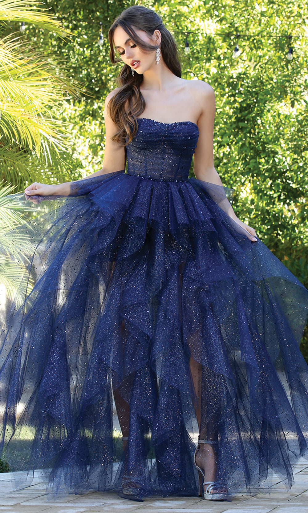 Adora Design 3210 - Semi-Sweetheart Ruffle A-Line Long Dress Prom Dresses in Blue  