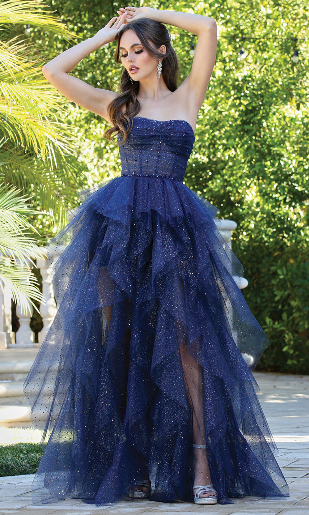 Adora Design 3210 - Semi-Sweetheart Ruffle A-Line Long Dress Prom Dresses in Blue  