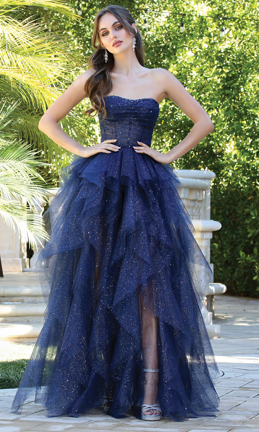 Adora Design 3210 - Semi-Sweetheart Ruffle A-Line Long Dress Prom Dresses in Blue  