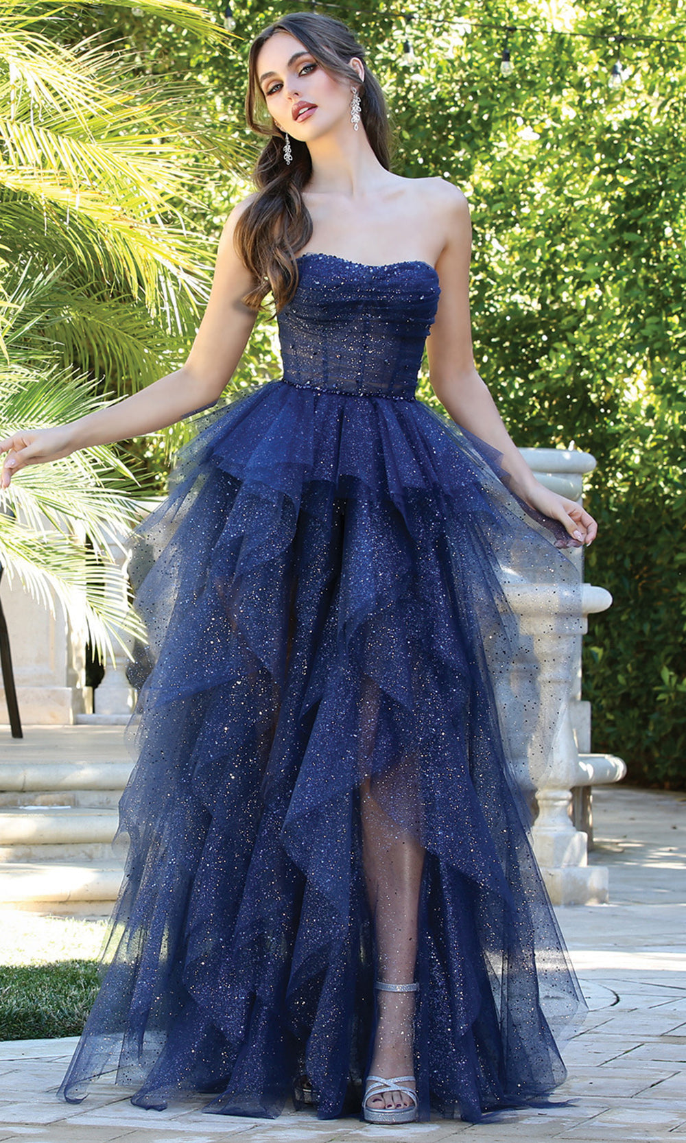Adora Design 3210 - Semi-Sweetheart Ruffle A-Line Long Dress Prom Dresses in Blue  