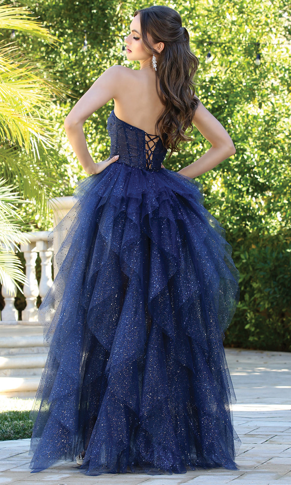 Adora Design 3210 - Semi-Sweetheart Ruffle A-Line Long Dress Prom Dresses in Blue  