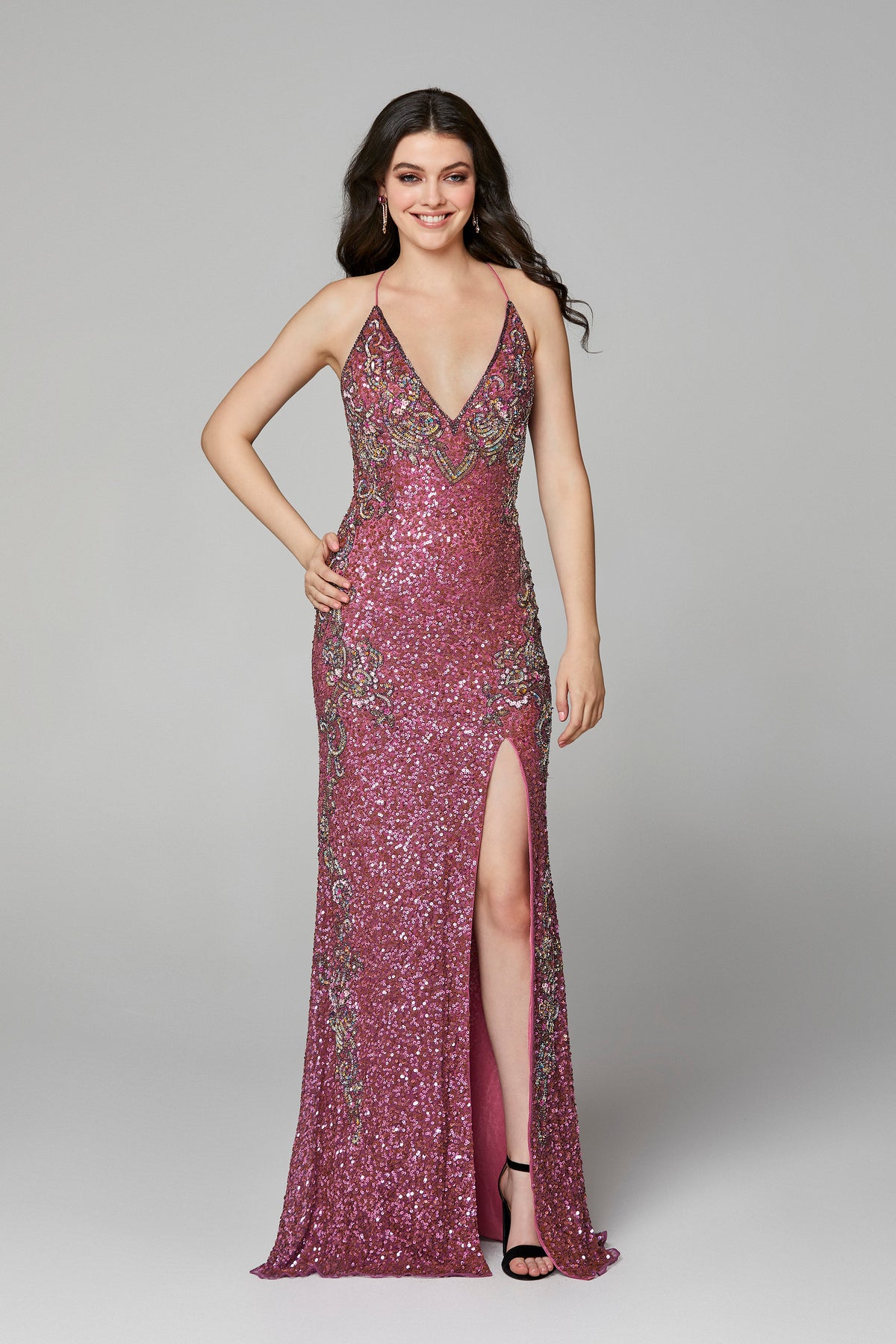 Primavera Couture 3211 - Ornate Evening Gown with Slit