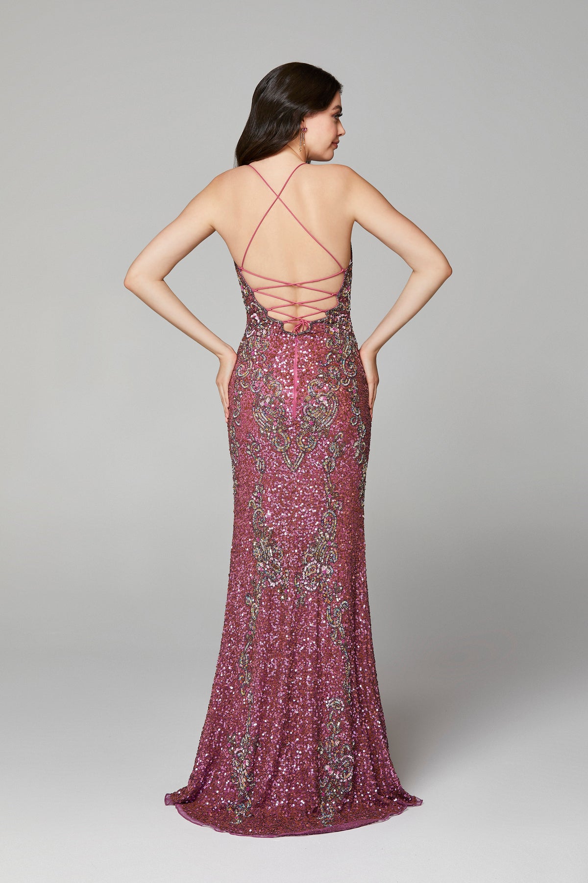 Primavera Couture 3211 - Ornate Evening Gown with Slit