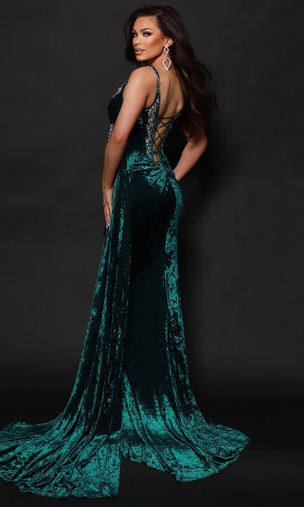 Johnathan Kayne 3213 - Velvet Crystal Corset Evening Gown Prom Dresses