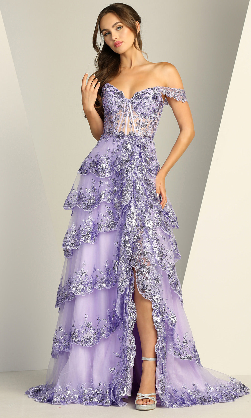 Adora Design 3214 - Sparkling Lace Sweetheart A-Line Dress Prom Dresses in Purple  